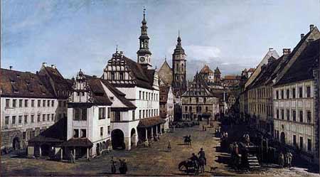 Pirnaer Marktplatz mit Canalettohaus